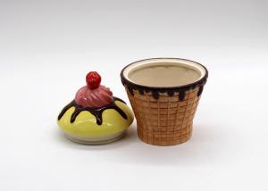 Wholesale Pottery Ice Cream Cone Cookie Jar , Food Container Ceramic Cookie Jar With Lid from china suppliers