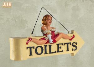 Wholesale Funny Fat Lady Toilet Direction Signs Decorative Polyresin Figurine Wall Hanging Sign from china suppliers
