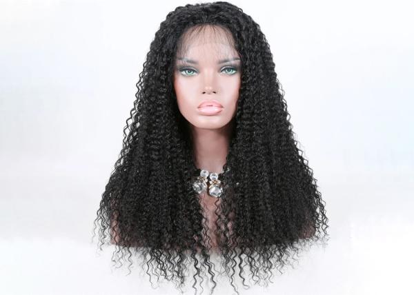 20 Inch Kinky Curly Human Hair Full Lace Wigs Full Swiss Lace With Stretch From