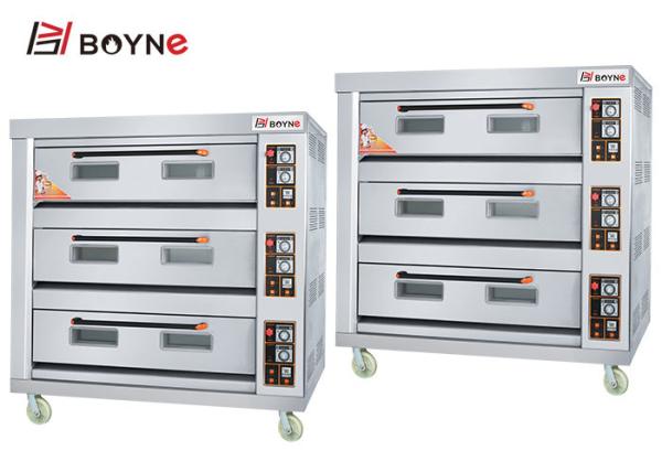 Durable Stainless Steel Three Deck Nine Trays Big Capacity Gas Bakery Oven For