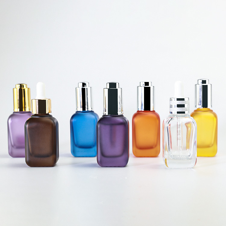 Flat Shoulder Glass Serum Dropper Bottle Eye Essential Oil Customized 50ml