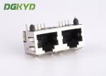 KRJ - 56S8P8C1X2ENL Metal Shielded 2 Port Rj45 Female Jack No LEDS Tab Up