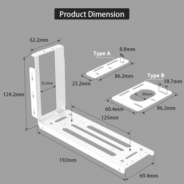 Vertical GPU Mount Bracket, 2 Slots Graphics Card Holder with Hardware, eGPU Dock, External GPU Docking Station , White