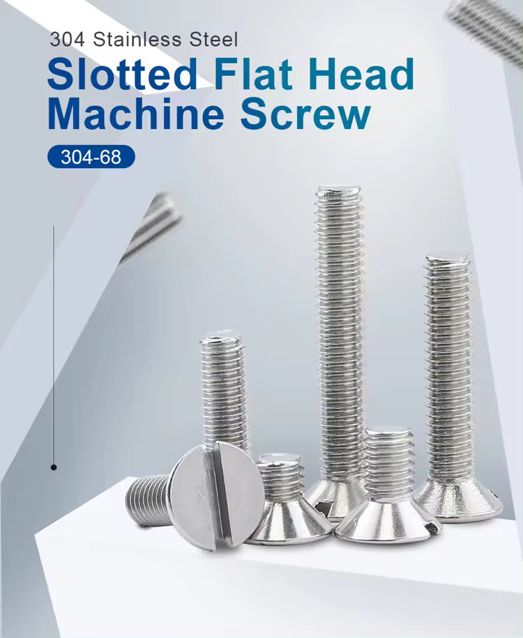 Customized All Sizes GB68 M8 Stainless Steel Slotted Flat Countersunk Head Machine Screw 75mm Perfect for Your Industry