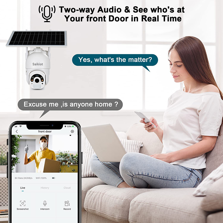 Tuya Smart Solar Powered Outdoor Waterproof CCTV Camera 4G Security PTZ Camera