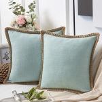 Phantoscope Pack of 2 Farmhouse Decorative Throw Pillow Covers,Solid pattern for