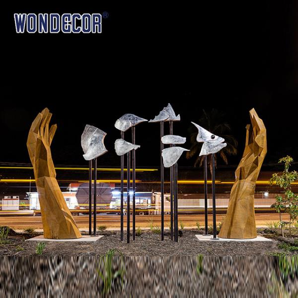 Modern large-scale outdoor abstract geometric hand measurement weather resistant