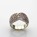 Sterling Silver Pave Cubic Zircon Crossover Band Ring(SRJ-398)