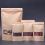 kraft bag zipper Transparent windowed kraft standing bag kraft food pouch