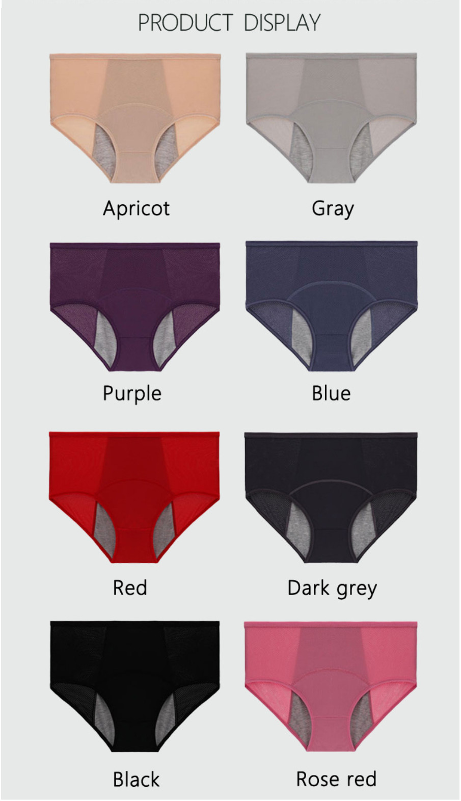 3 Layer Washable Reusable Leak Proof Underwear Elastic Moisture Absorption