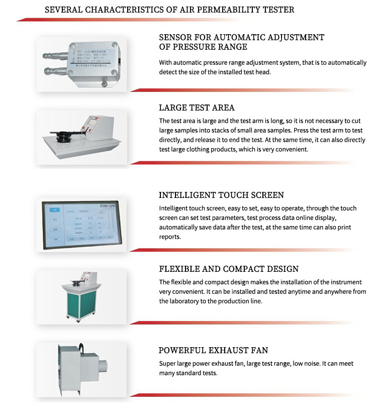 AFNOR Air Permeability Textile Testing Equipment OEM Automatic