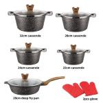 12Pcs Black Kitchen Ware Set Aluminum Nonstick Cookware Cooking Pot Sets