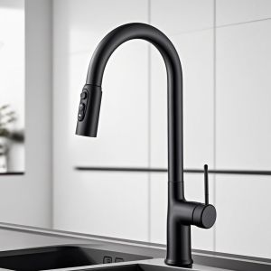 Wholesale Pull Down Button Kitchen Faucet Black Brass One Handed Handle from china suppliers