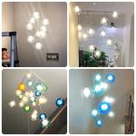 Stair Long Glass Ball Hanging Lamp LED Ceiling Light Creative Home Lighting