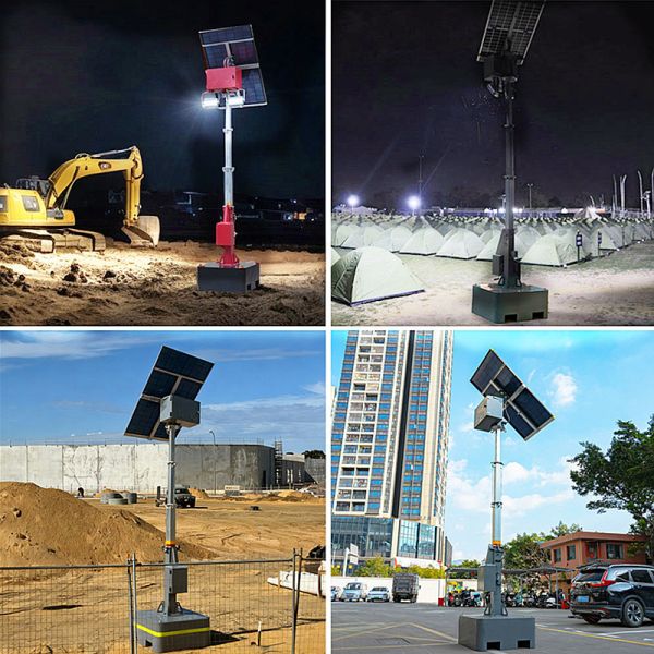 Industrial Mobile Light Tower Solar Powered Light Tower Height Mast 9m Telescopic Lighting Tower