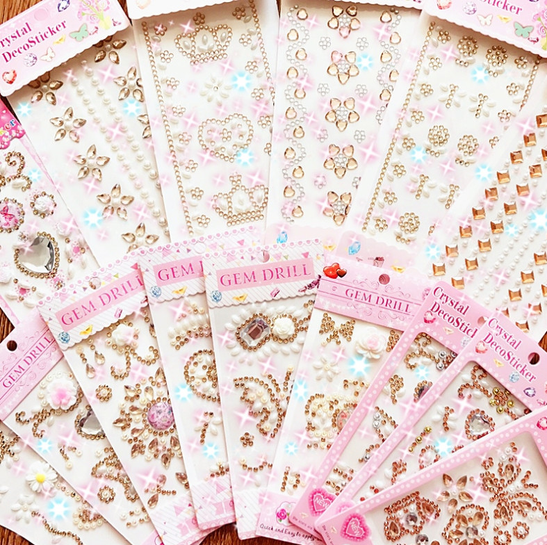 3D Acrylic Self Adhesive Stickers for kids diy craft and Decal Mobile Scrapbooking diamond pearl gem drill stickers OEM