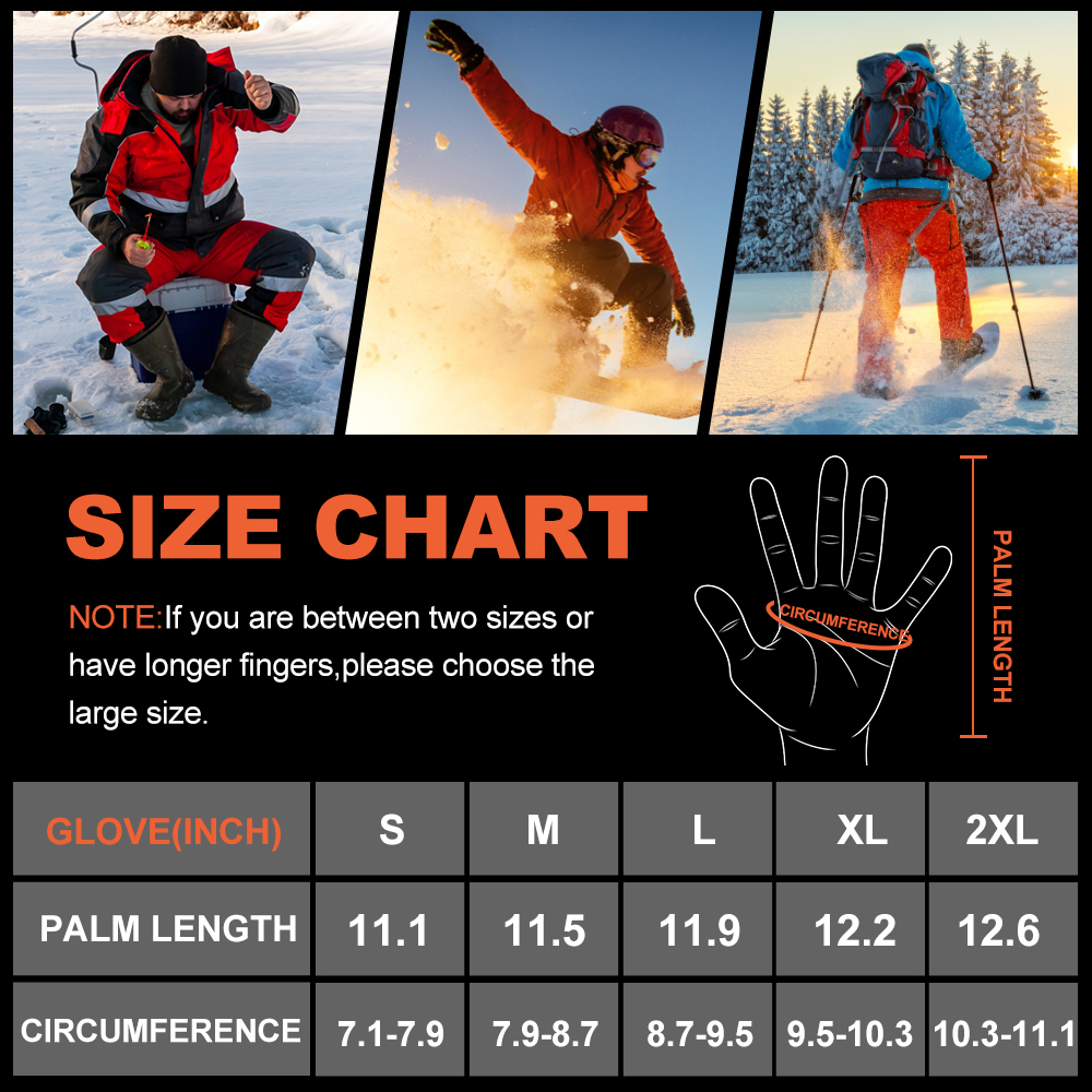 Outdoor Winter Rechargeable Battery Heated Ski Gloves For Men 7.4V Lithium USB
