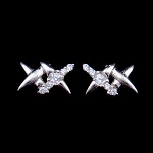 Wholesale Pure 925 Sterling Silver Earrings Double Cross Special Shining Elegant from china suppliers
