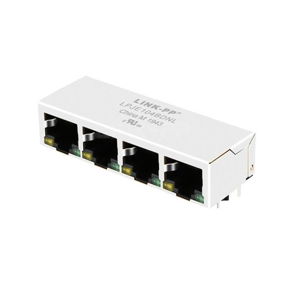 LPJE104BDNL Tab Down Yellow/Green LED 1X4 Port RJ45 Modular Jack Without