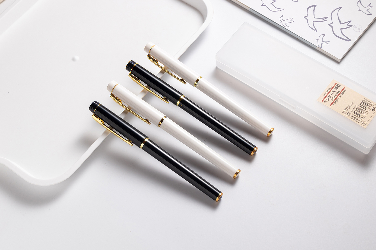 Customized Color Office Stationery White Roller Pen Metallic Simple Sense Plastic Gel Pen