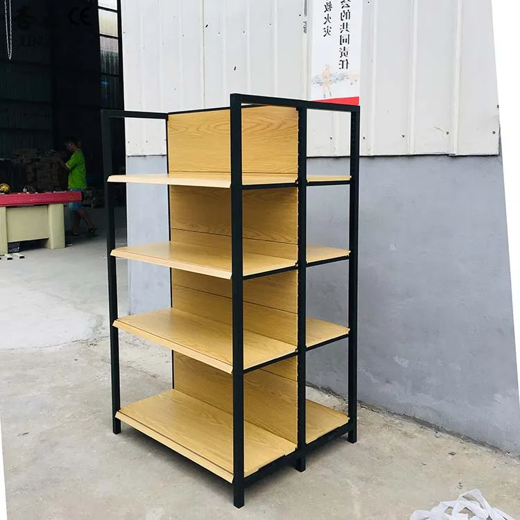 Suitable Price Single Side Supermarket Shelves Wood Grain Shelves Factory Outlet