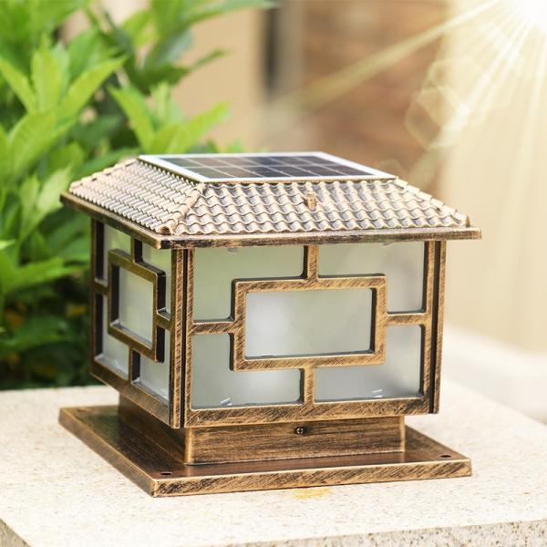 Black Bronze Aluminum Solar Pillar Light Energy Saving Fence Solar Post Cap
