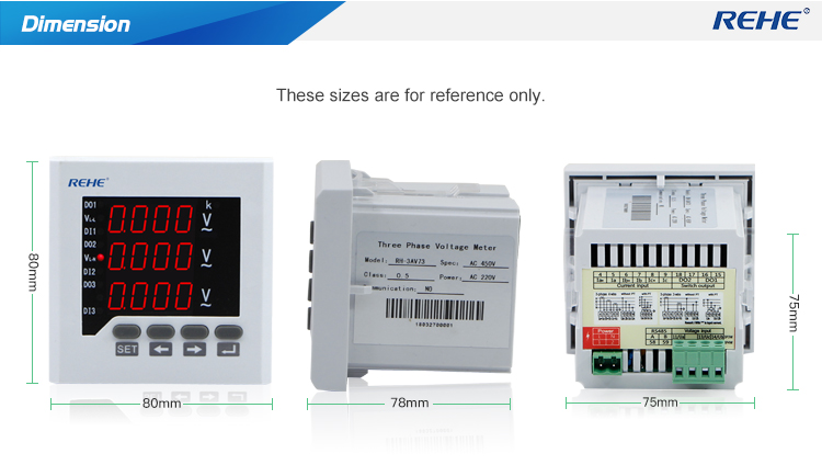 Three Phase Three Wire/Four Wire LED display digital panel meter generator Voltage Meter 80*80