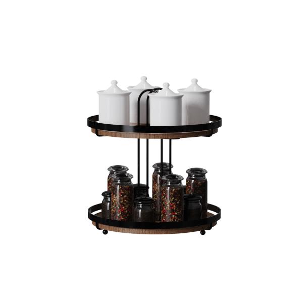 2 Tiers Standing Type Wood Element Mdf Round Household Multifunctional Stylish