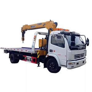 China Diesel Rollback Wrecker Truck 90km/h Hydraulic Flatbed Tow Truck With Crane on sale