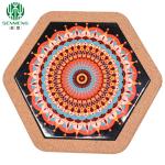 Natural Eco-Friendly Hexagon Custom Logo Ceramic Cork Trivets