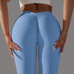 V waist ruffles pure color peach buttocks yoga pants exercise running fitness