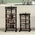 3 4 5 Tiers Adjustable Rotating Storage Trolley Cart for Kitchen Bathroom
