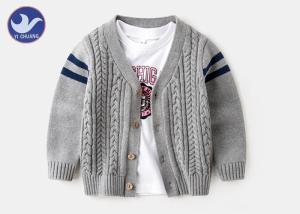 Wholesale Preteens Boys Cable Knit Cardigan Striped Long Sleeves Buttons Closure from china suppliers
