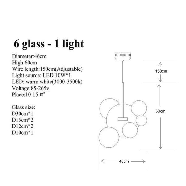 Modern LED Glass Hanglamp Hanging Design Bubbles Lamp Pendant Lights Fixtures for Kitchen