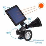 Solar Energy Powered Dual Head Upgraded Double Spotlights 12 LED Outdoor Garden