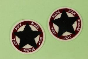 Wholesale Towel Embroidery Applique Patch Circle With Black Five Pointed Star For Kids Mens Jackets Pants from china suppliers
