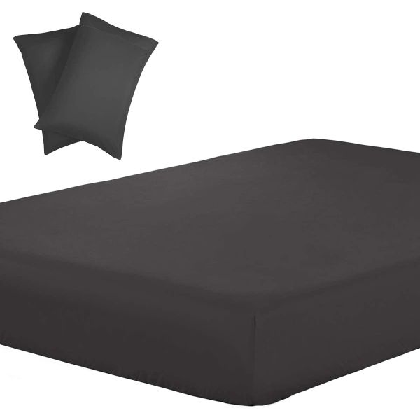 133 * 60 Fabric Density 3 Piece Fitted Sheet Set for 20" Deep Mattresses 2 Pillowcases