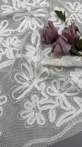 Wholesale 100% Cotton Leafy Corded Lace Fabric Embroidered Lace Fabric Elegent for Clothes from china suppliers