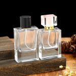 Empty 50ml Travel Perfume Spray Bottle Clear Refillable Flat Luxury Square
