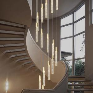 Wholesale Modern Luxury Interior Hotel Stair Pendant Lamp Gold / Black Crystal Stick Design from china suppliers