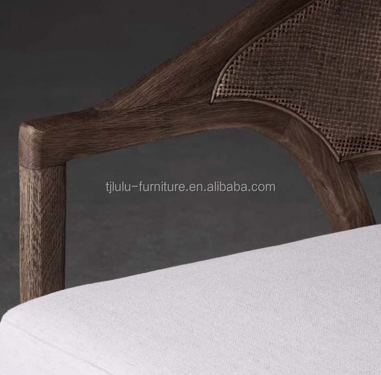 Simple Nordic Design Modern Solid Wood Rattan Fabric Dining Room Chair for Morden Restaurant