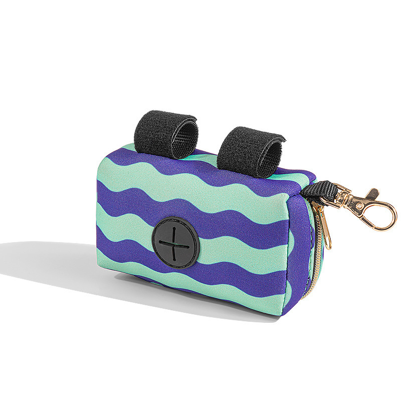 Amazon hot selling neoprene Dog Pet waste Poop waterproof Bag pet Dispenser bag folded Pet Travel Accessories with hook