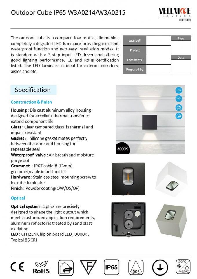 IP65 6Watt Up And Down Led Outdoot Wall Lights With 3- Step Dimmable Driver