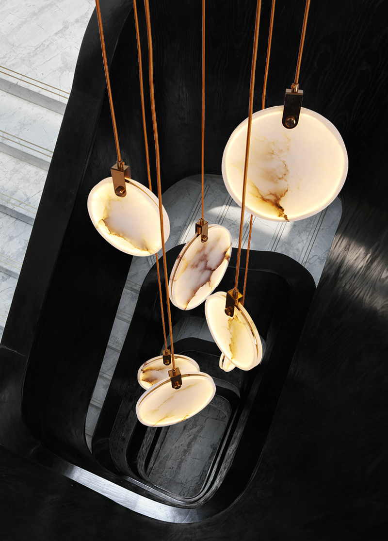 Modern Long Pendant Lights Luxury Staircase Marble Pendant Light(WH-NC-62）