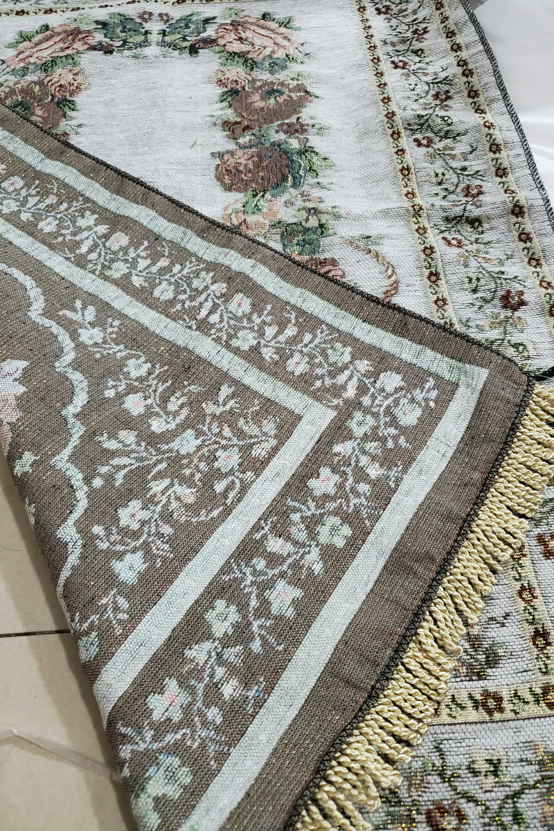 Plush Pile Height Abstract Pattern Cotton Yarn Embroidery Muslim Islam Prayer Mat