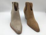 brown cow suede leather Womens Dress Boots with metal zipper，pointed toe abs