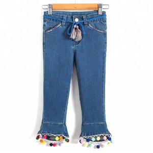 Wholesale Light Blue Kids Denim Clothes Adjustable Waist Bell Bottom Pants For Little Girls from china suppliers