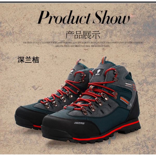 Unisex Artificial Leather Hiking Boots with Rubber Outsole and Euro 36-47 Sizes for Multi-Season Use