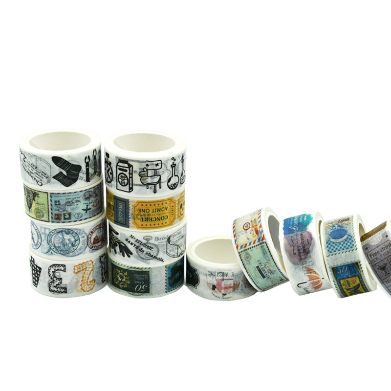 Tearable Vintage Stamp Printed 7mm Washi Decorative Tape
