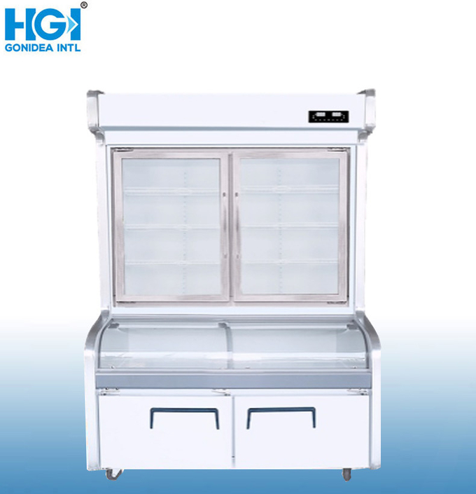 Double Door Commercial Refrigerator Vertical Beverage Hotpot Showcase Hcd-1200s